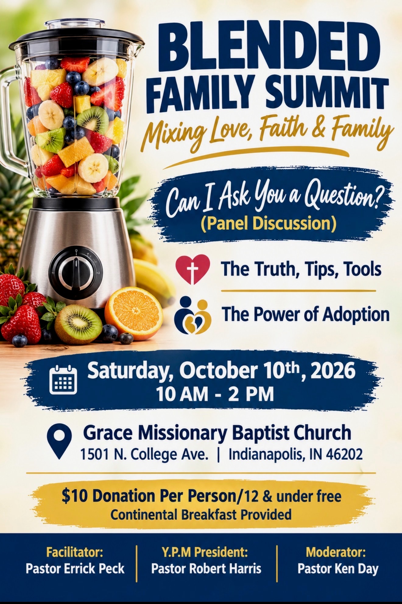 Blended Family Summit flyer — October 10, 2026 at Grace Missionary Baptist Church, Indianapolis
